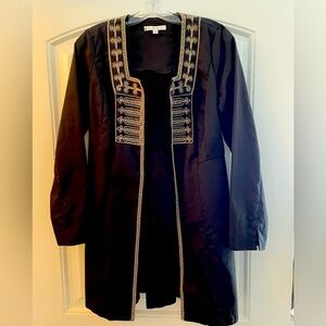 CAbi Blazer Women's Sz 4 Turkish Delight A-Line Mid Length Hook & Eye Black